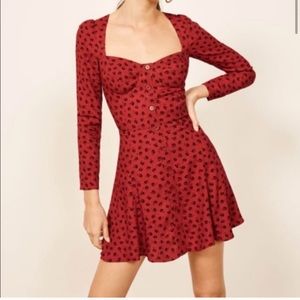 Reformation Red Milla Fit and Flare Dress